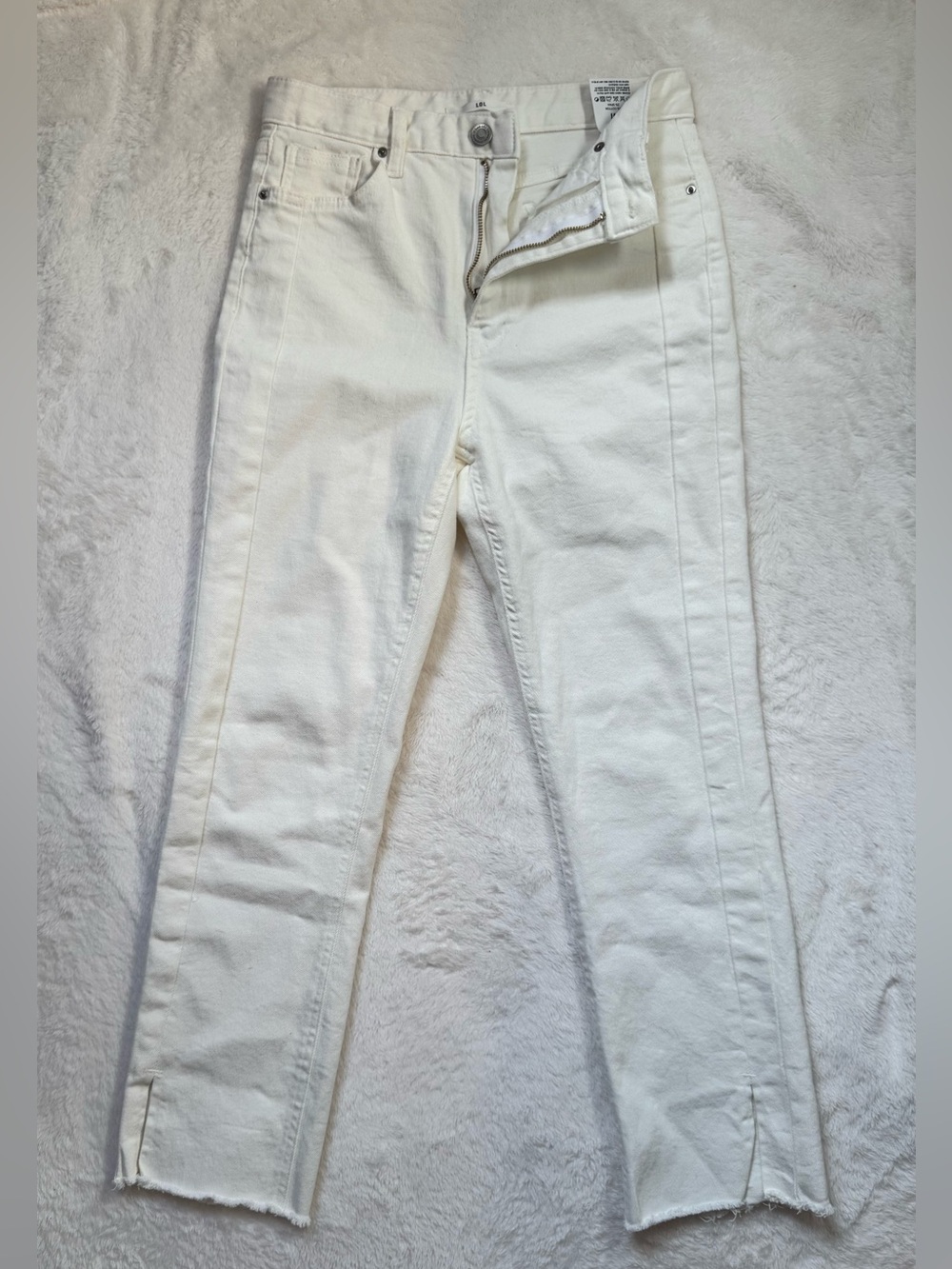 White Cotton High-Waist Denim Jeans